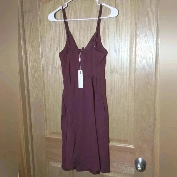 LAISHEN size small vneck tie front pockets spaghetti strap stretchy lightweight - Picture 7 of 8